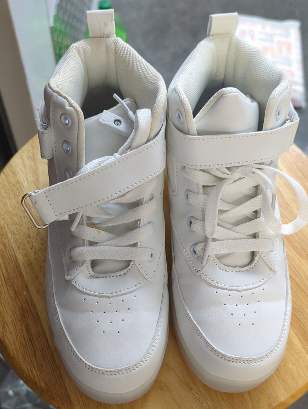 Kids White High-Top Sneakers with Strap 37 Size